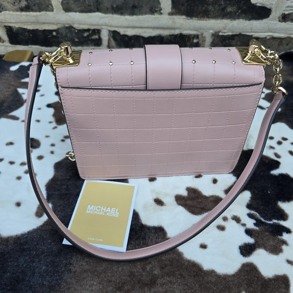Michael Kors Pink Quilted Clutch with Metallic Accents - Picture 5 of 8
